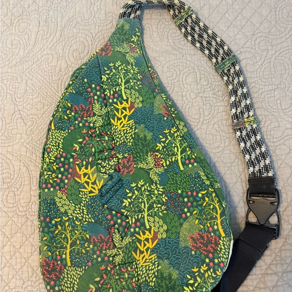Kavu Forest Green Sling Bag with Floral Accents - Picture 2 of 4